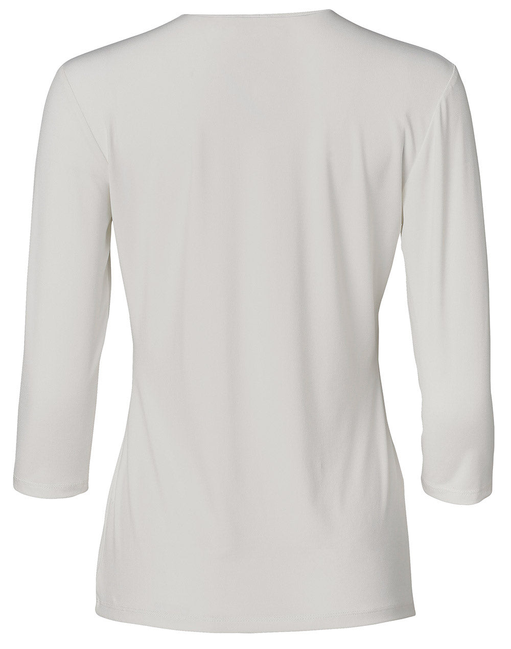 Ladies 3/4 Sleeve Stretch Knit Top Isabel - White - Back