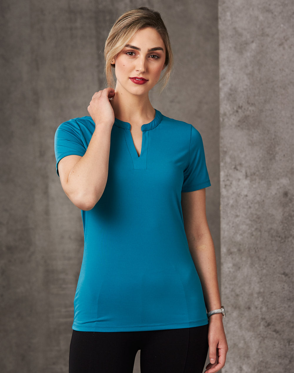 Ladies Short Sleeve Knit Top Sofia - Pagoda - Model