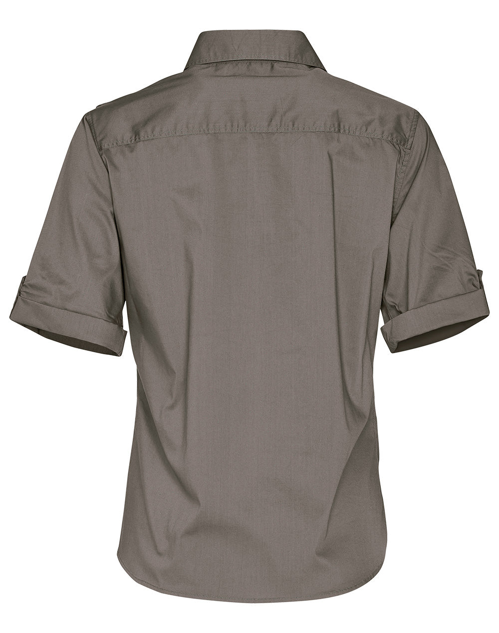 Women's Short Sleeve Military Shirt - Khaki - Back