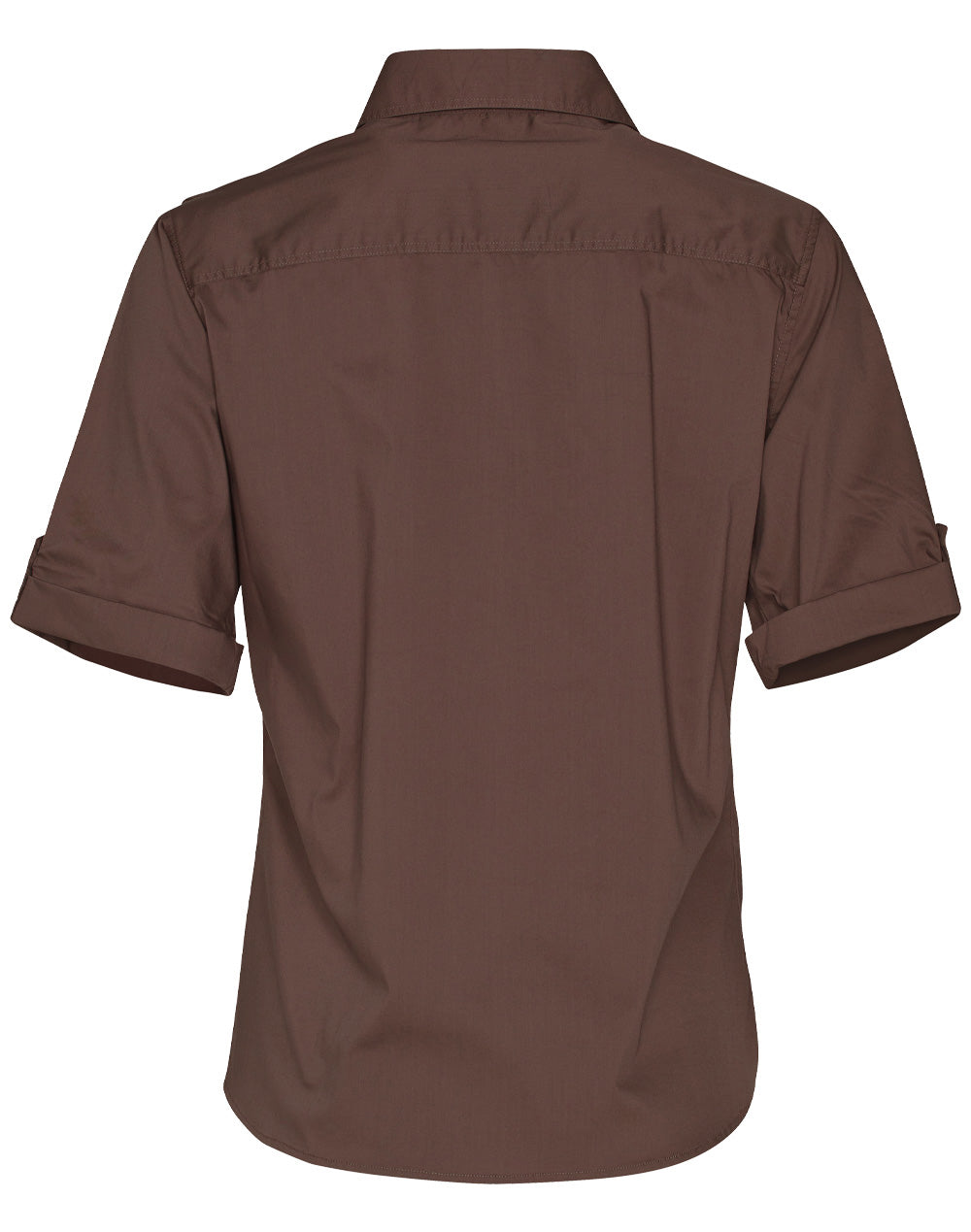 Women's Short Sleeve Military Shirt - Mocha - Back