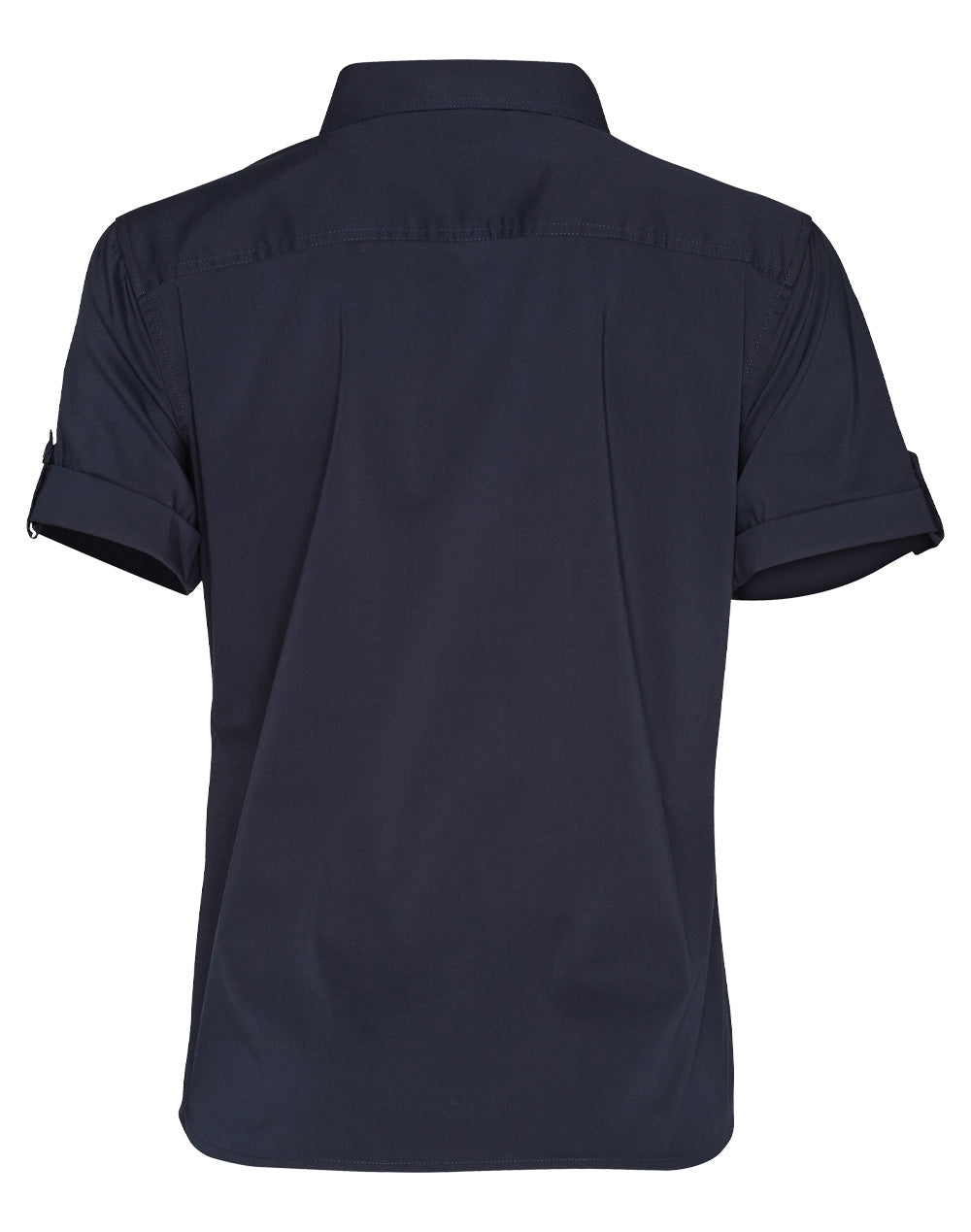 Women's Short Sleeve Military Shirt - Navy - Back