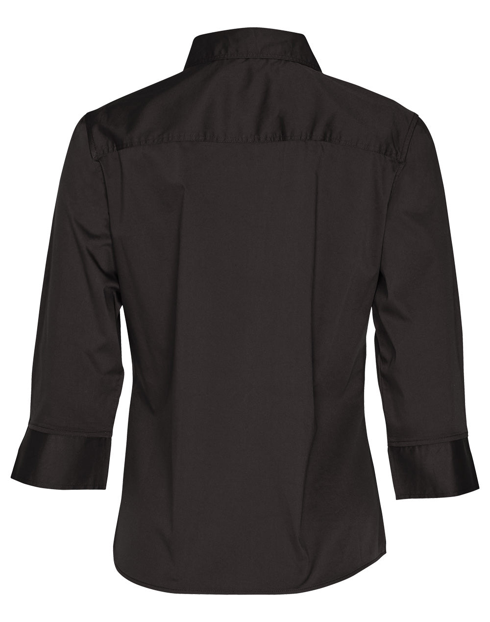 Women's 3/4 Sleeve Military Shirt - Black - Back