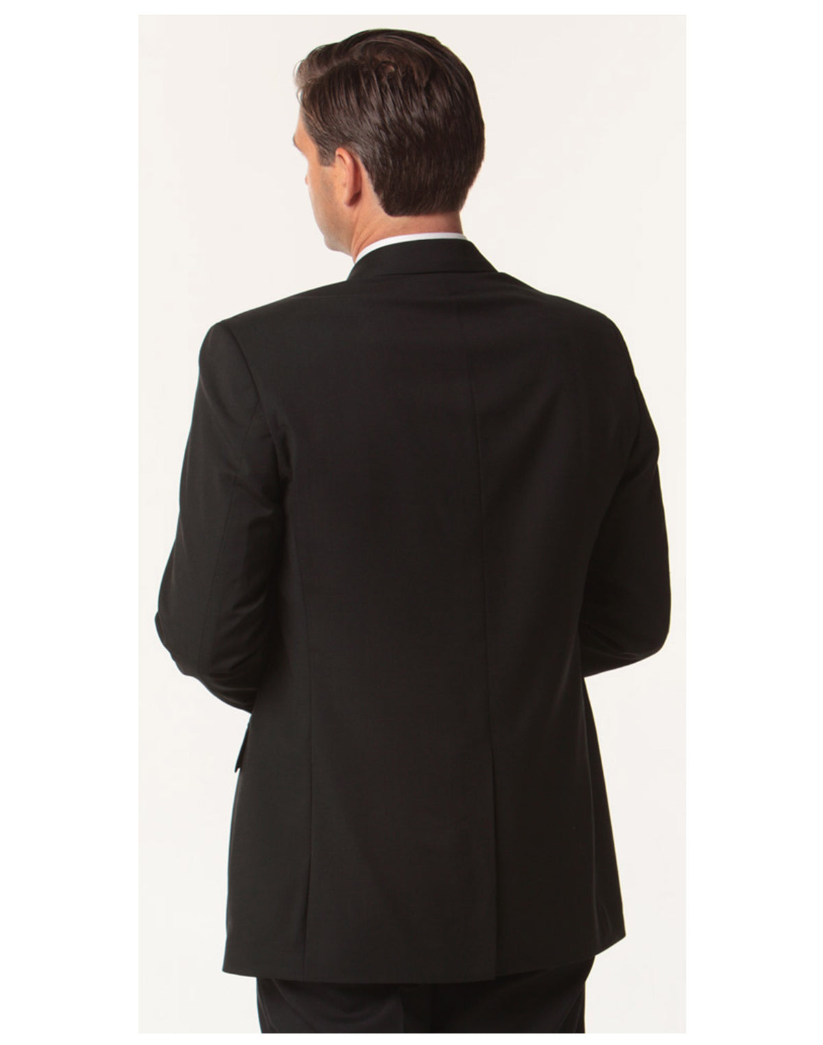 Men's Wool Blend Stretch Two Buttons Jacket - Black - Back