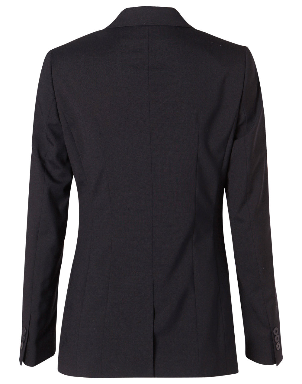Women's Wool Blend Stretch Mid Length Jacket - Black - Back