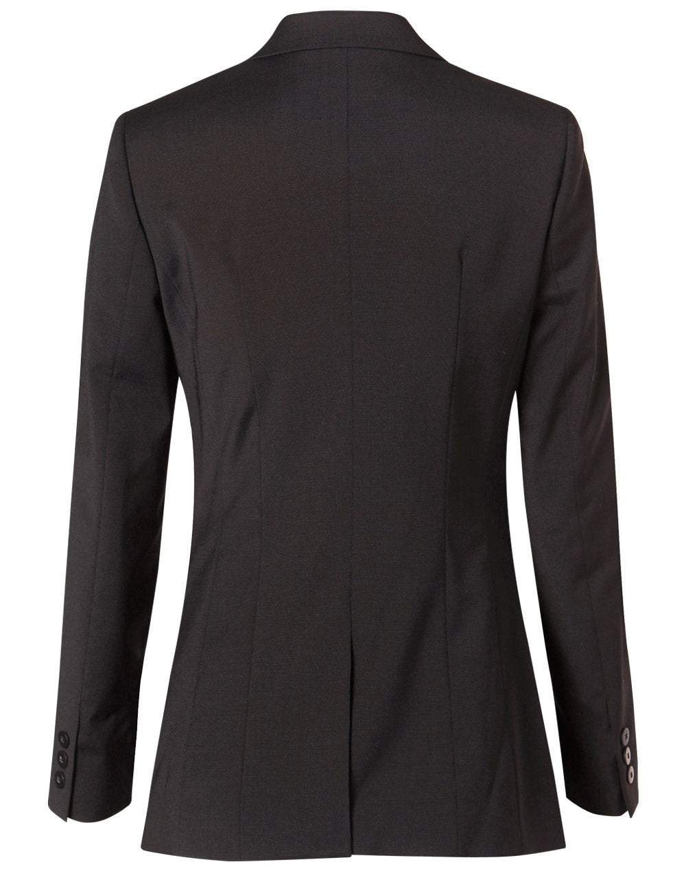Women's Wool Blend Stretch Mid Length Jacket - Charcoal - Back