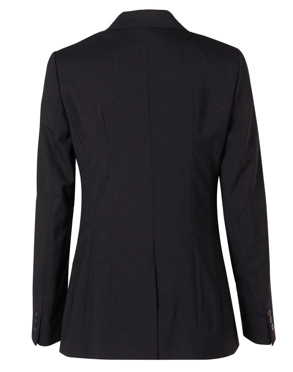 Women's Wool Blend Stretch Mid Length Jacket - Navy - Back