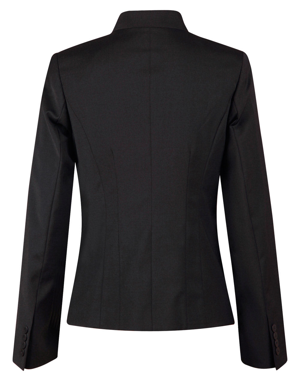 Ladies’ Wool Blend Stretch Reverse Lapel Jacket - Black - Back