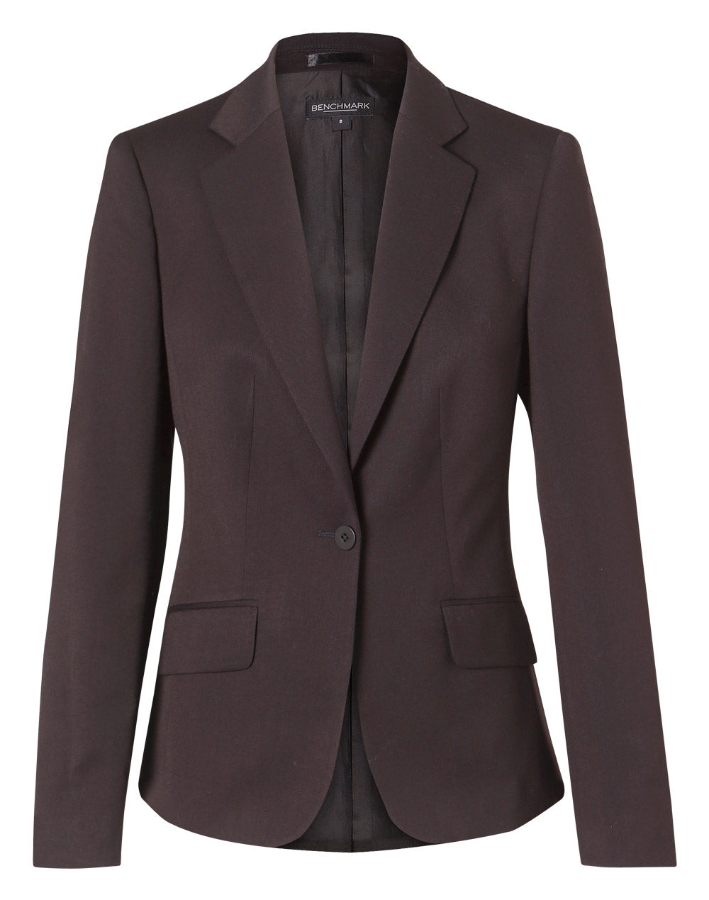 Women's Poly/Viscose Stretch One Button Cropped Jacket - Charcoal - Front