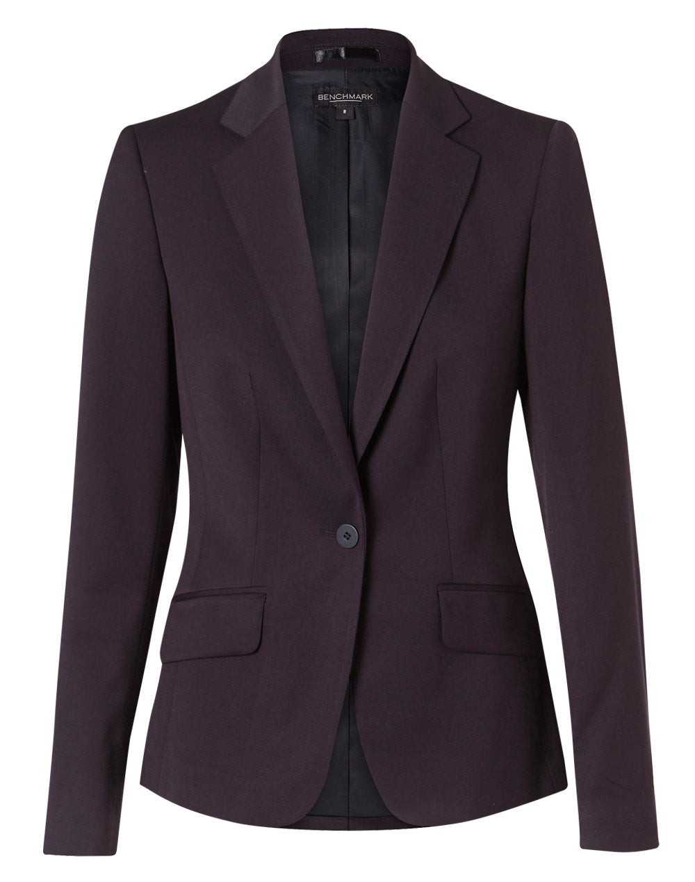 Women's Poly/Viscose Stretch One Button Cropped Jacket - Navy - Front