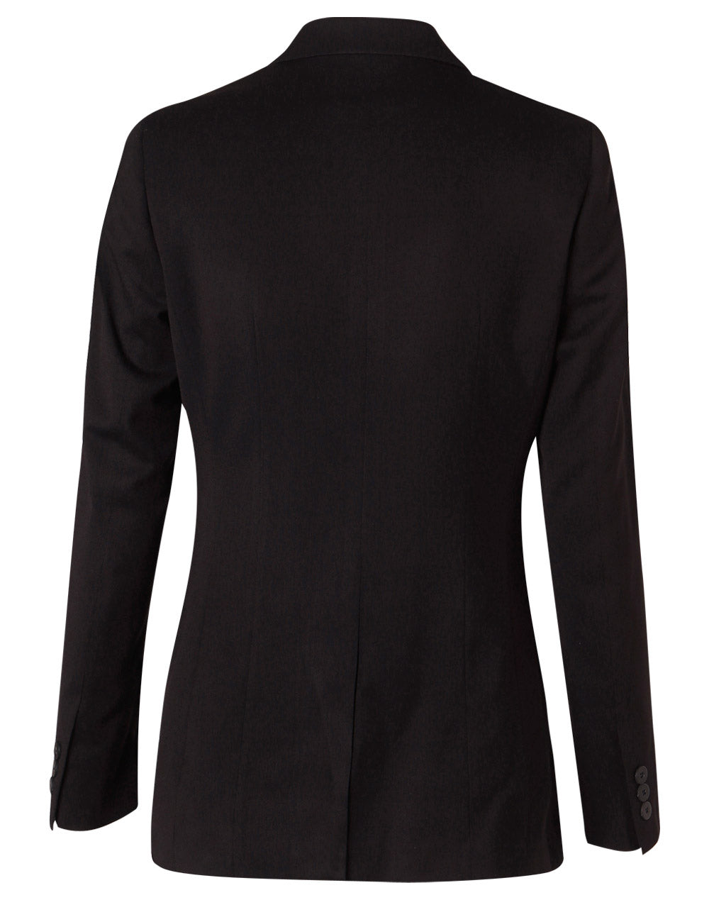 Women's Poly/Viscose Stretch Stripe One Button Cropped Jacket - Black/Charcoal - Back