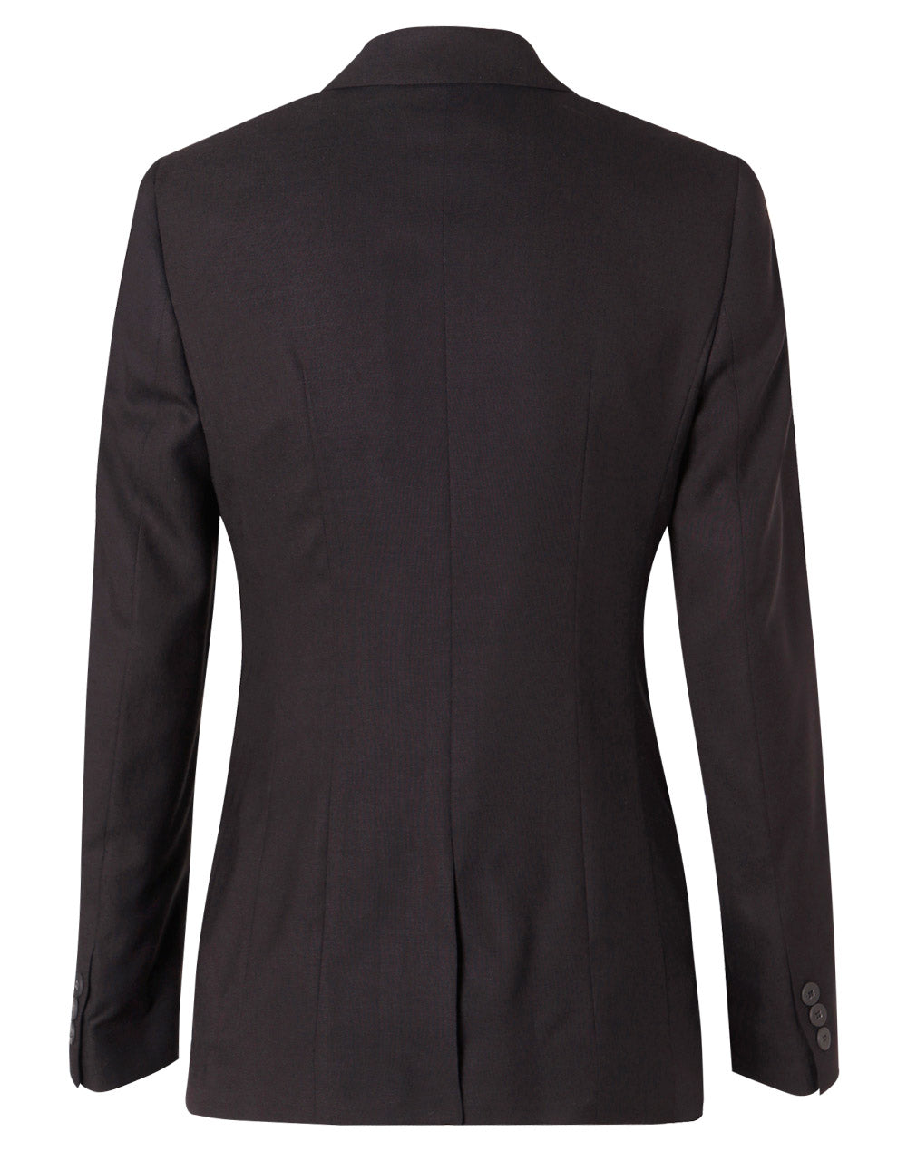 Women's Poly/Viscose Stretch Two Buttons Mid Length Jacket - Charcoal - Back