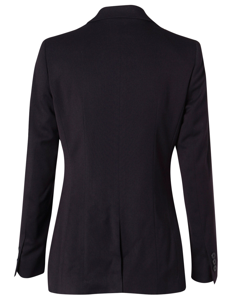 Women's Poly/Viscose Stretch Two Buttons Mid Length Jacket - Navy - Back