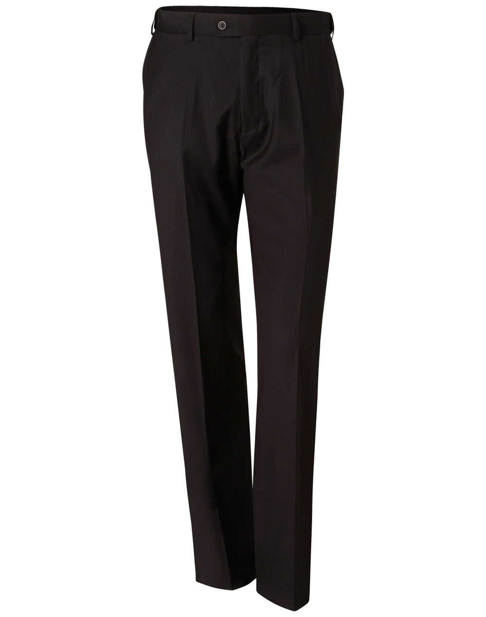 Men's Poly/Viscose Flexi Waist Stretch Pants - Black - Front