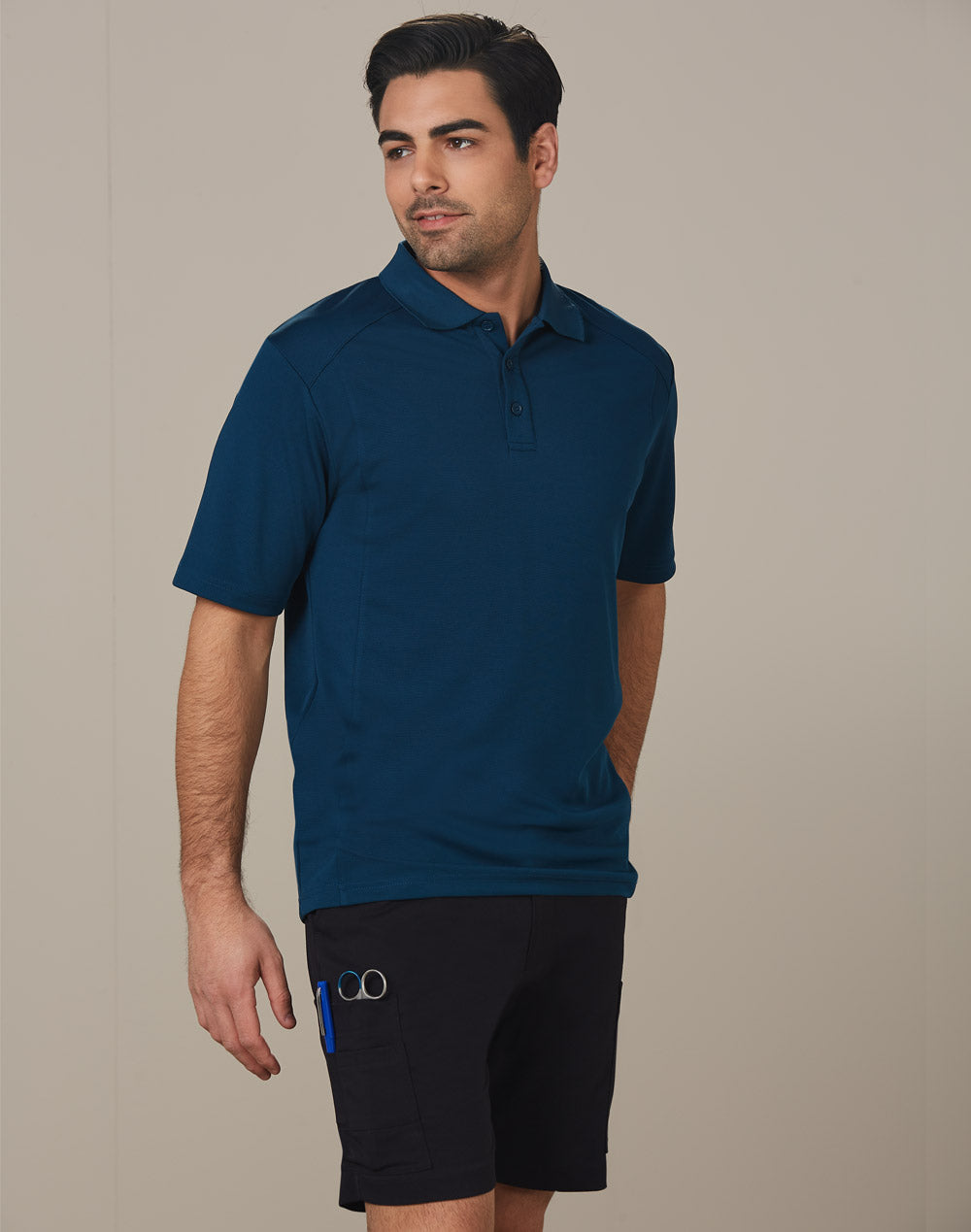 Mens Utility Cargo Shorts - Navy - Model