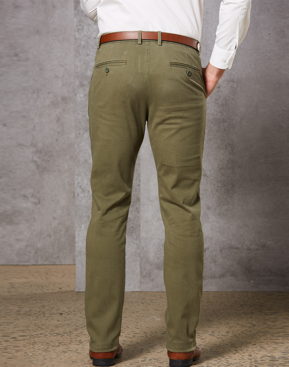 Mens Boston Chino - Olive - Back