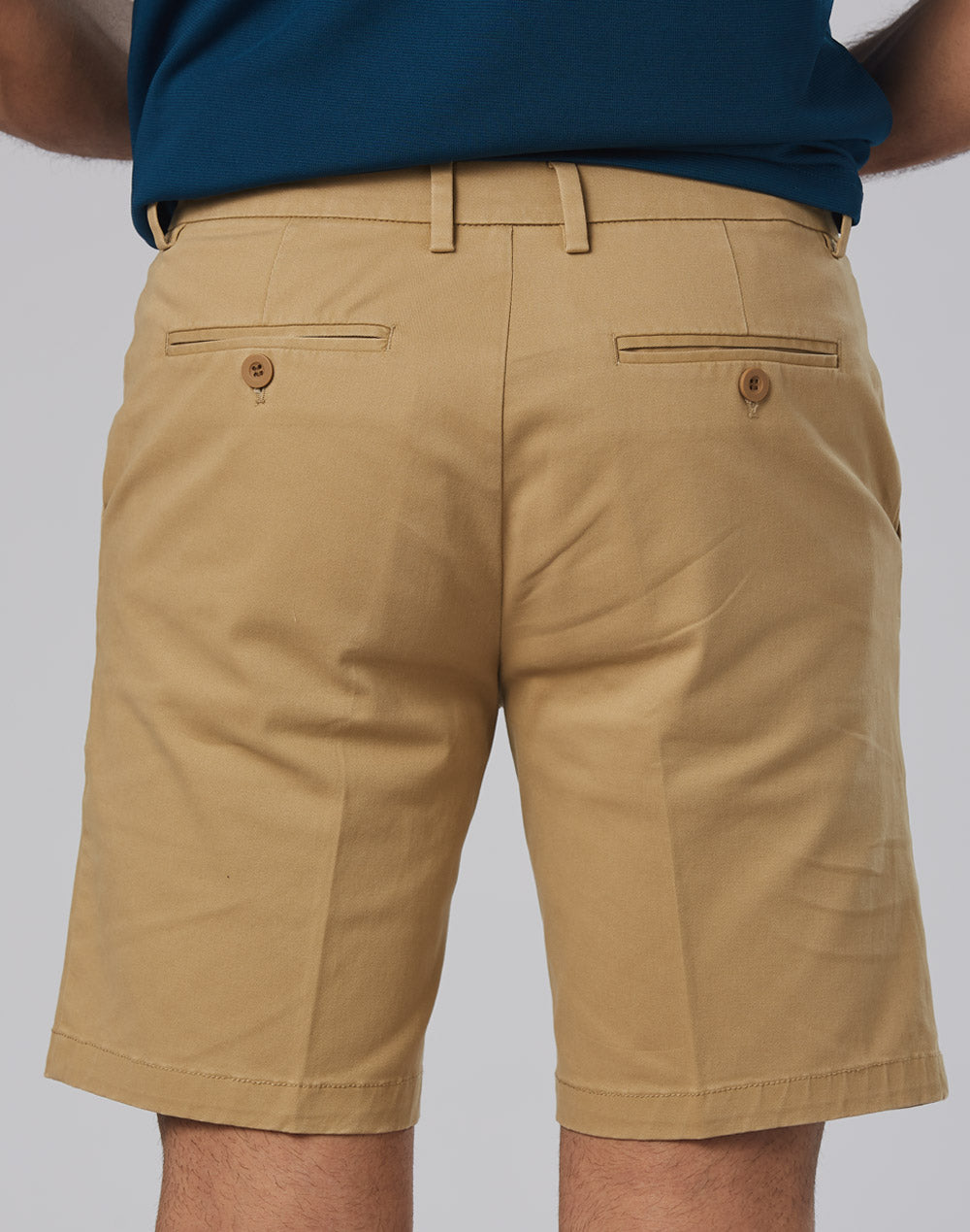Mens Stretch Slimfit Boston Chino Shorts - Stone - Back
