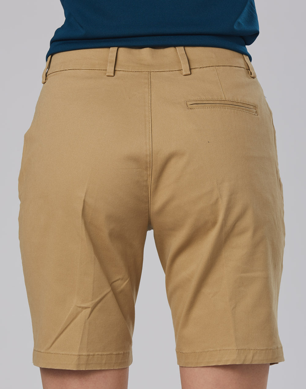 Ladies Stretch Slimfit Boston Chino Shorts - Stone - Back
