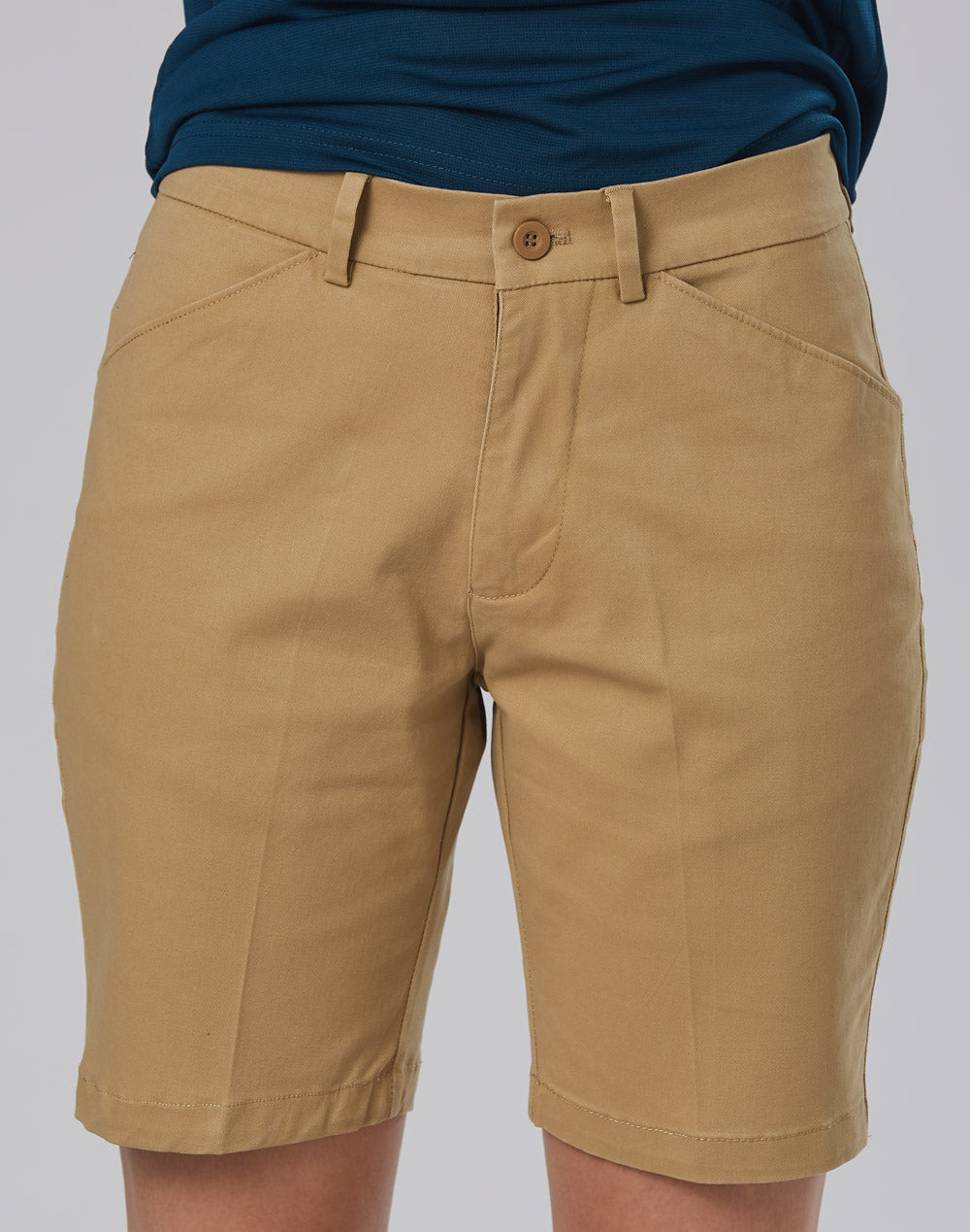 Ladies Stretch Slimfit Boston Chino Shorts - Stone - View