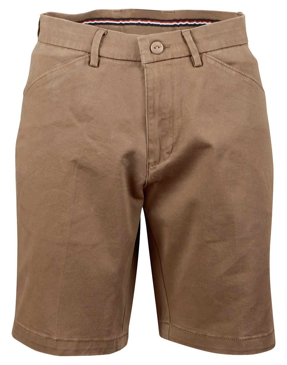 Ladies Stretch Slimfit Boston Chino Shorts - Toffee - Front