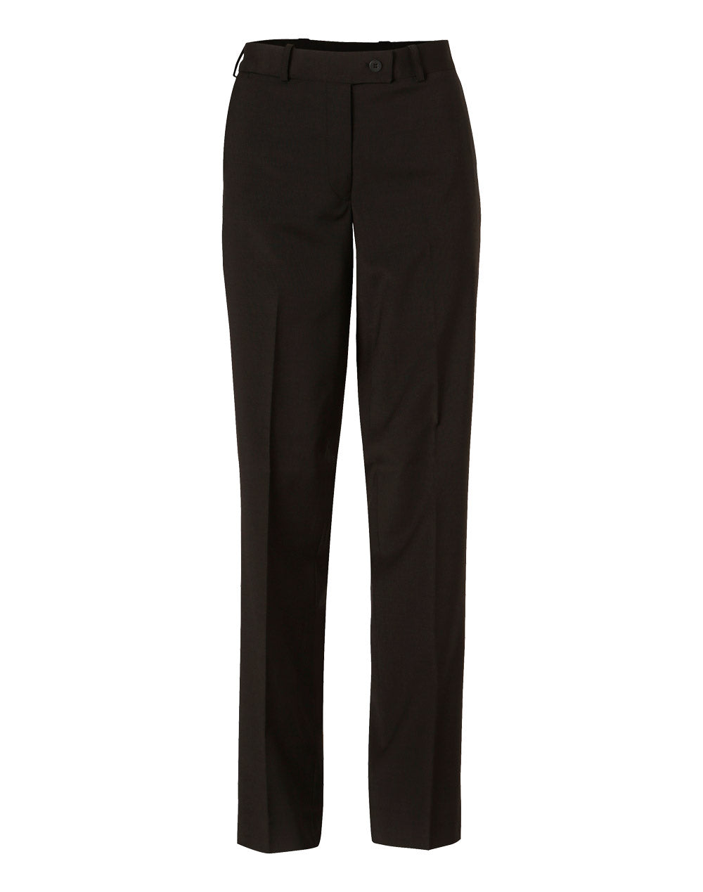 Women's Wool Blend Stretch Slim Leg Flexi Waist Pants - Black - Front