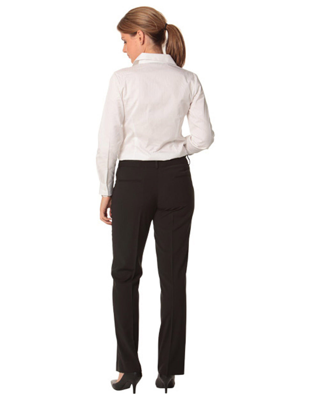 Women's Wool Blend Stretch Slim Leg Flexi Waist Pants - Back