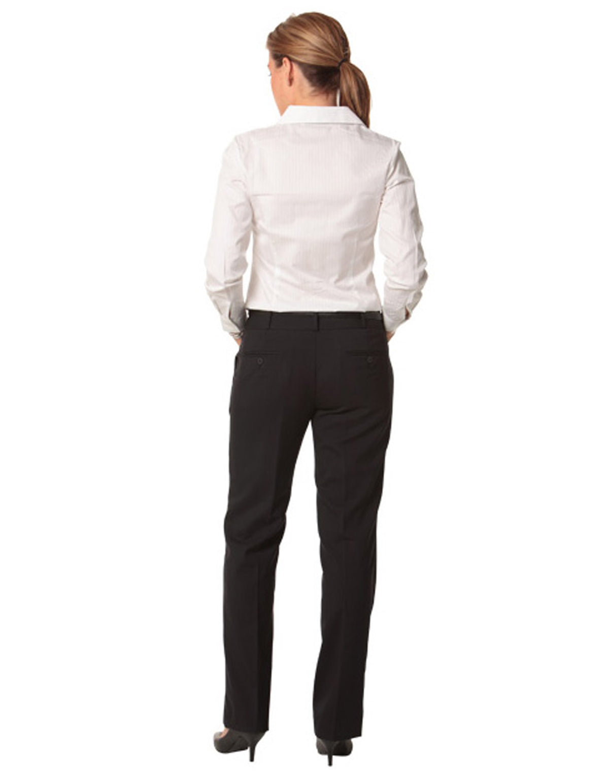 Women's Wool Blend Stretch Low Rise Pants - Back