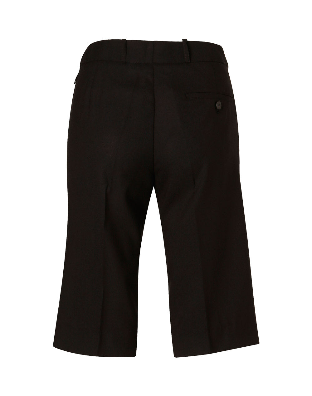 Women's Poly/Viscose Stretch Knee Length Flexi Waist Shorts - Black - Back