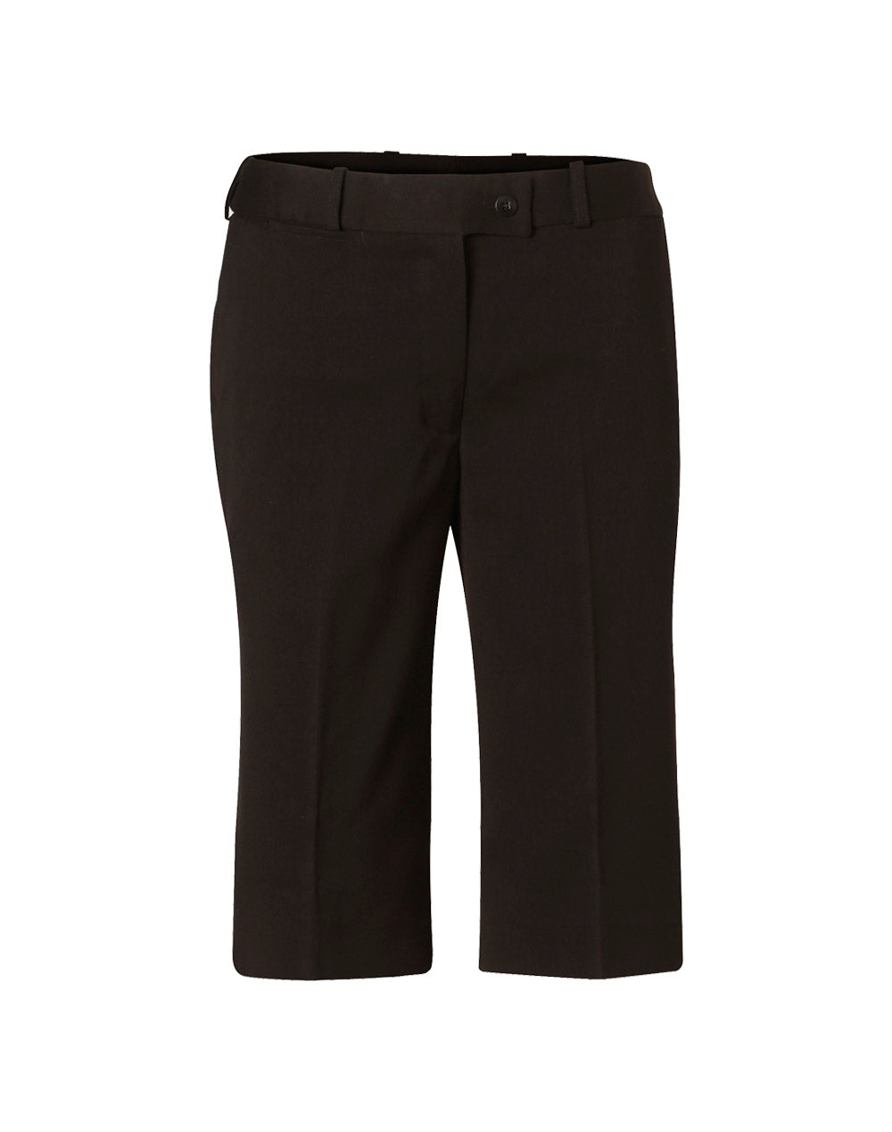 Women's Poly/Viscose Stretch Knee Length Flexi Waist Shorts - Charcoal - Front