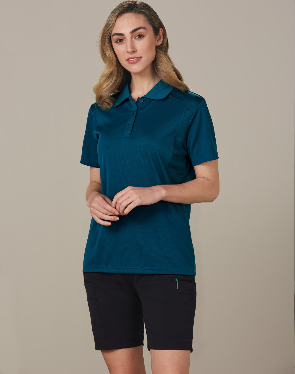Ladies Utility Cargo Shorts - Navy - Model