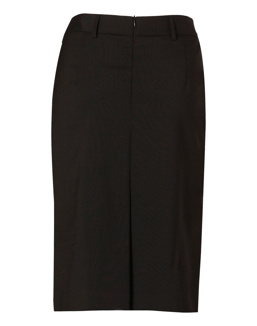 Women's Wool Blend Stretch Mid Length Lined Pencil Skirt - Black - Back