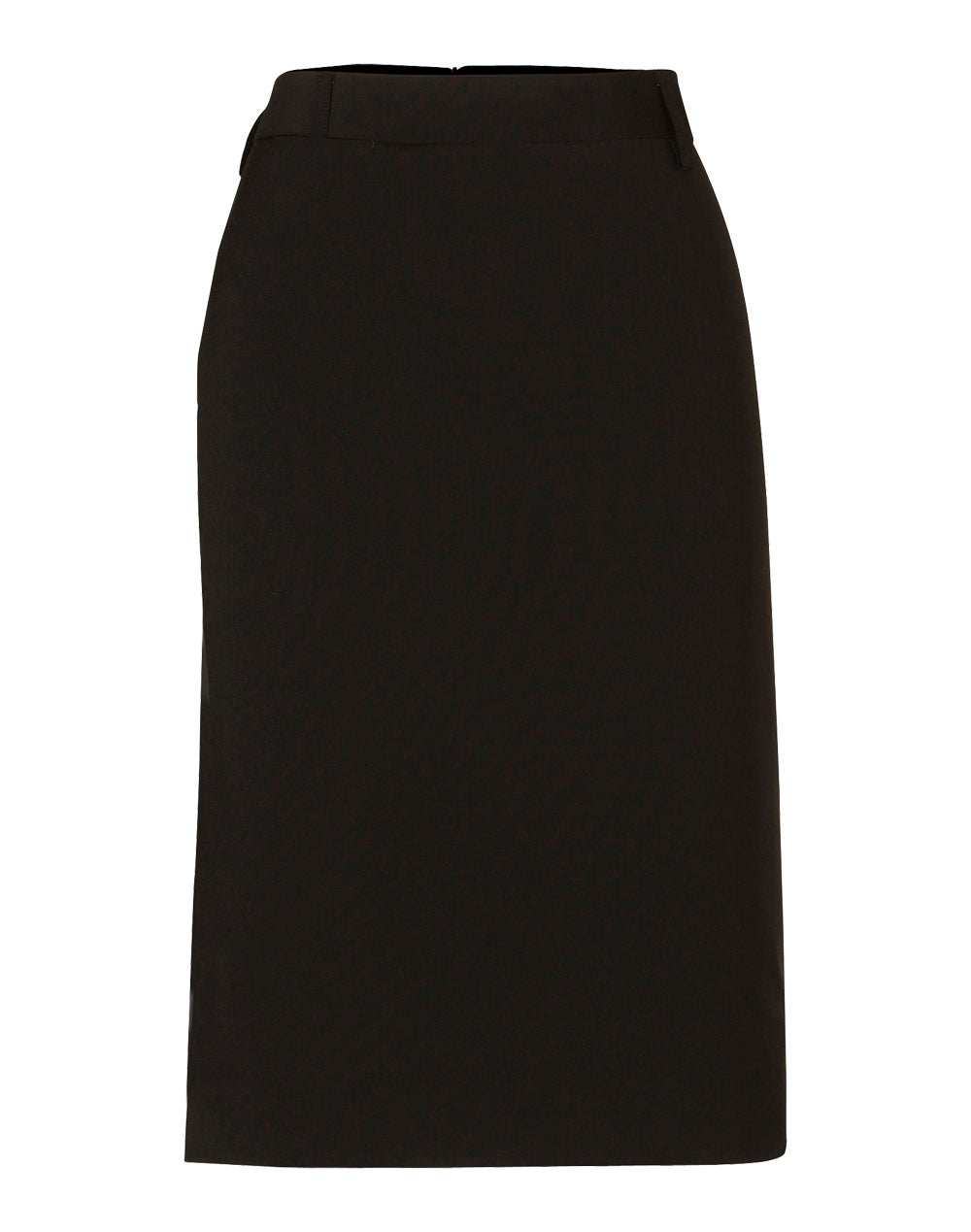 Women's Wool Blend Stretch Mid Length Lined Pencil Skirt - Black - Front