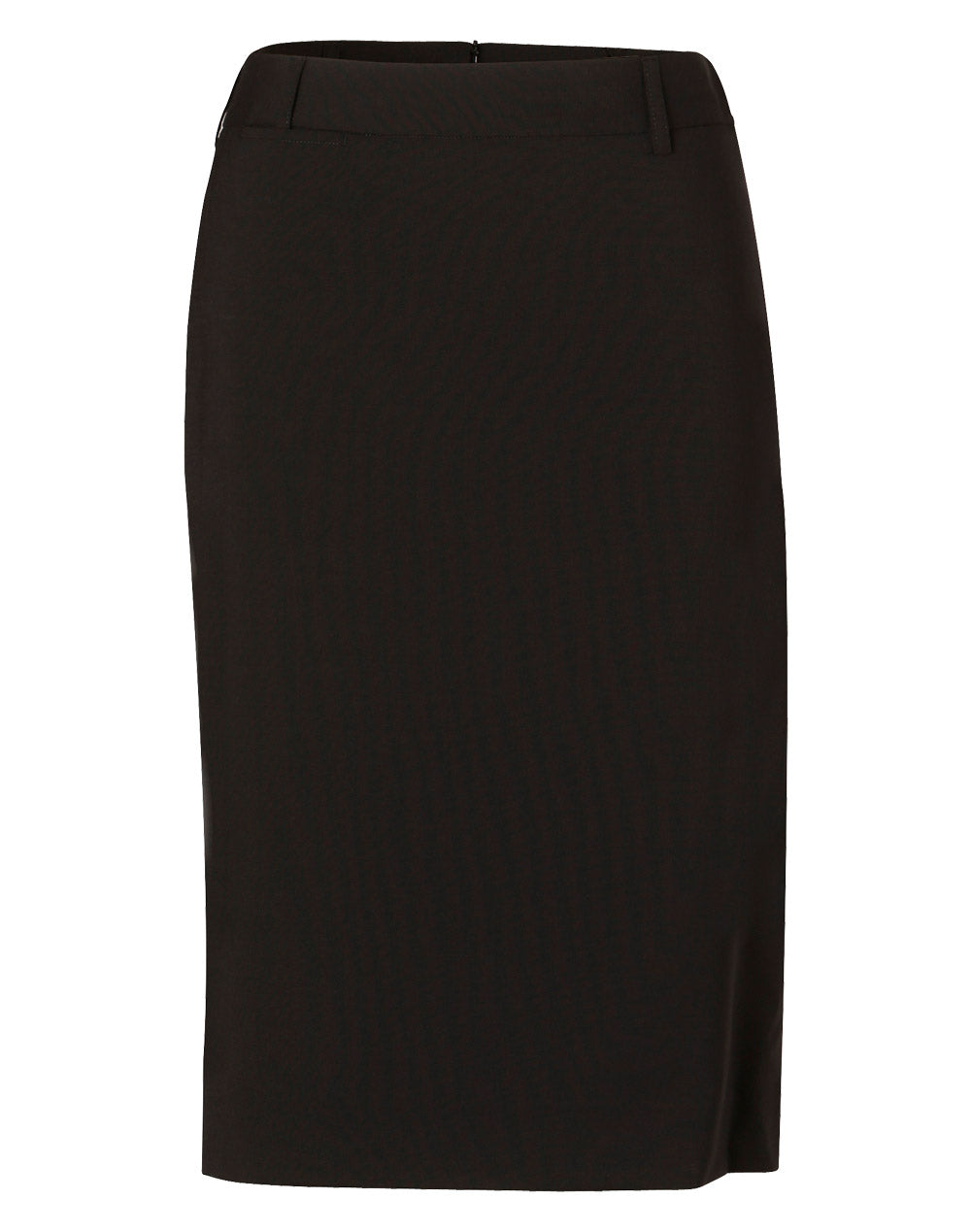 Women's Wool Blend Stretch Mid Length Lined Pencil Skirt - Navy - Front