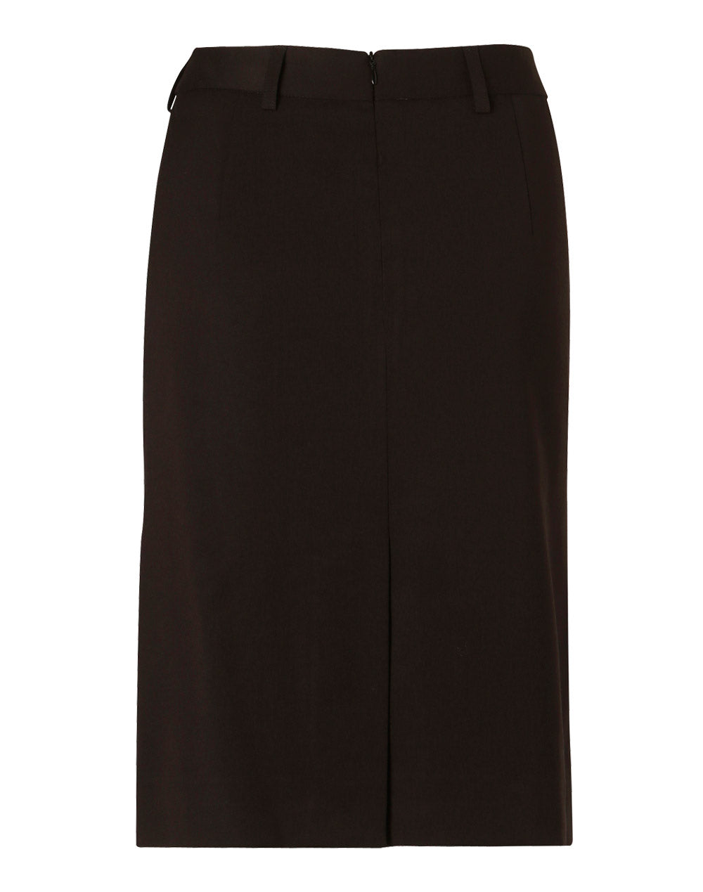 Women's Poly/Viscose Stretch Mid Length Lined Pencil Skirt - Black - Back