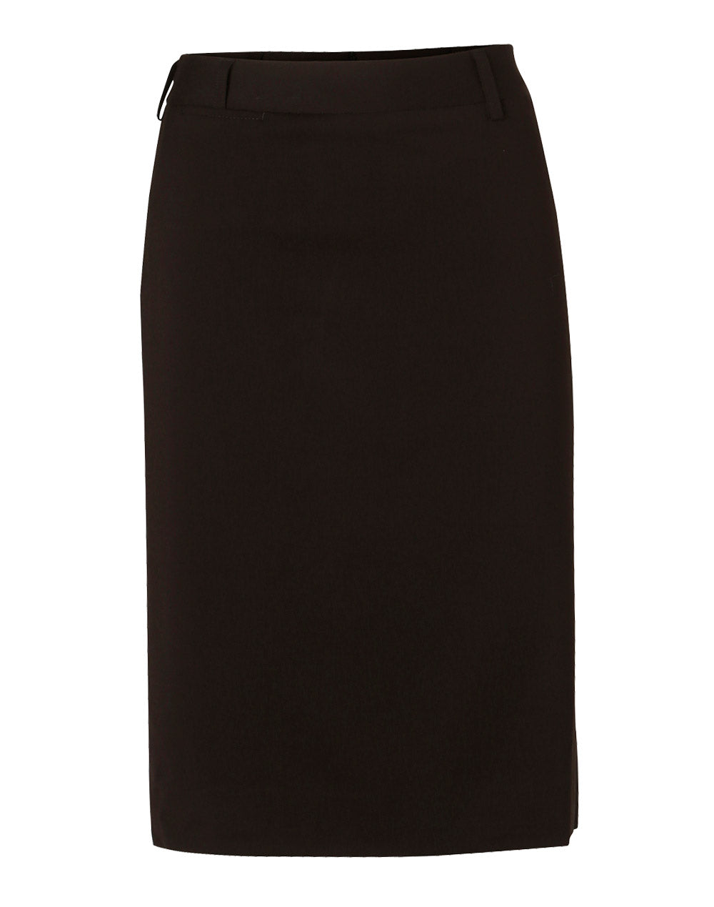 Women's Poly/Viscose Stretch Mid Length Lined Pencil Skirt - Black - Front