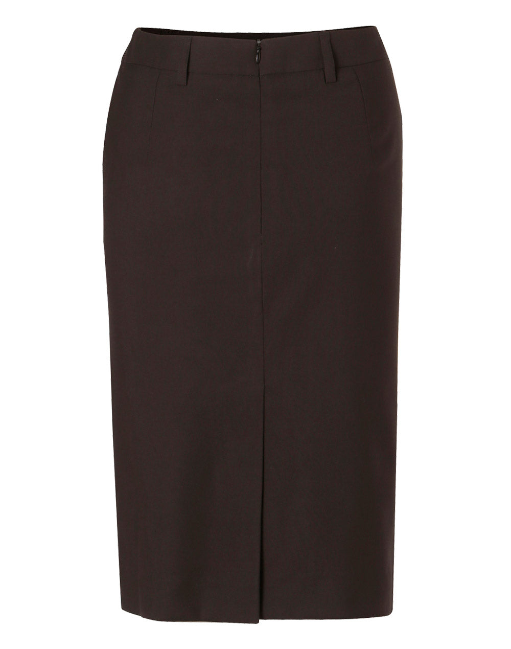 Women's Poly/Viscose Stretch Mid Length Lined Pencil Skirt - Charcoal - Back