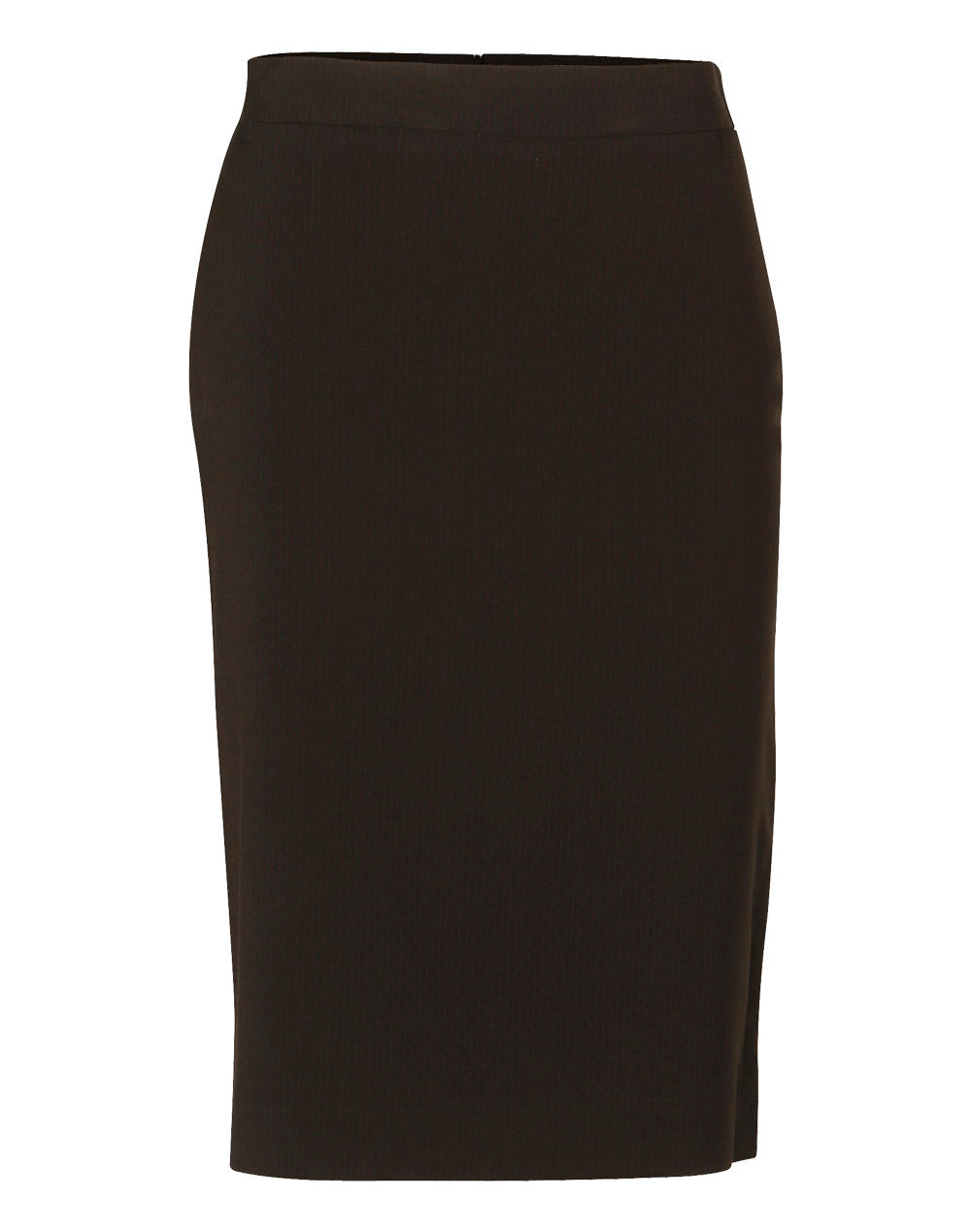 Women's Poly/Viscose Stretch Stripe Mid Length Lined Pencil Skirt - Black/Charcoal - Front