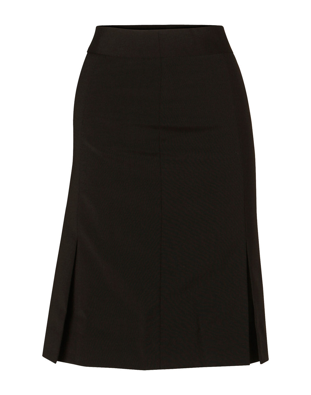 Women's Wool Blend Strecth Pleated SKirt - Black - Front