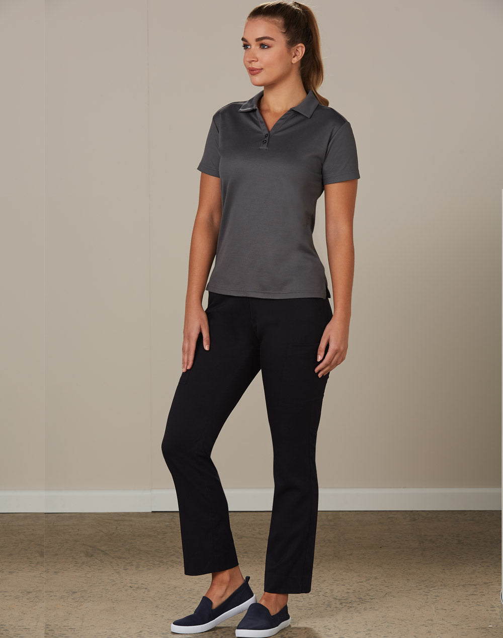 Ladies Utility Cargo Pants - Navy - Model