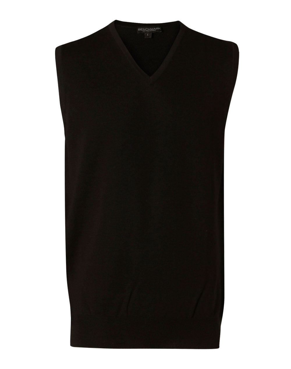 Men's V-Neck Vest - Black - Front
