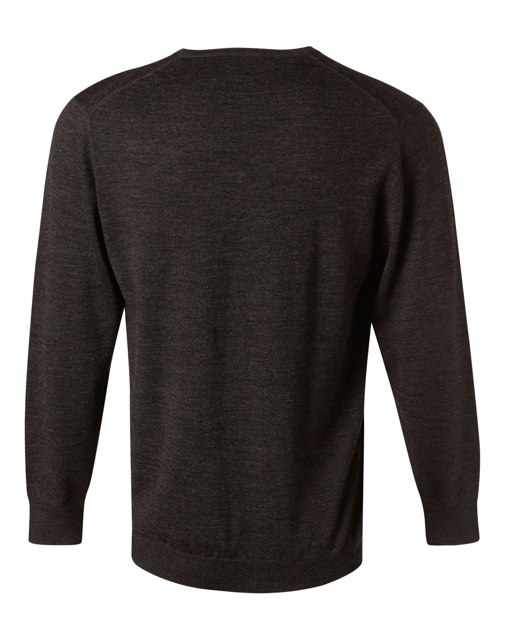 Men's V-Neck Long Sleeves Jumper - Charcoal - Back