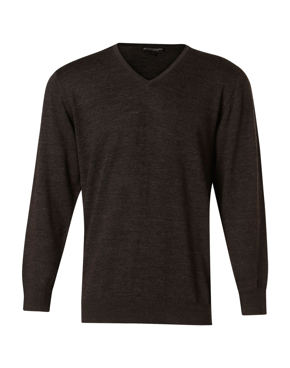 Men's V-Neck Long Sleeves Jumper - Charcoal - Front