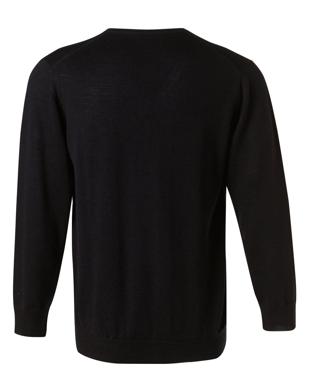 Men's V-Neck Long Sleeves Jumper - Navy - Back