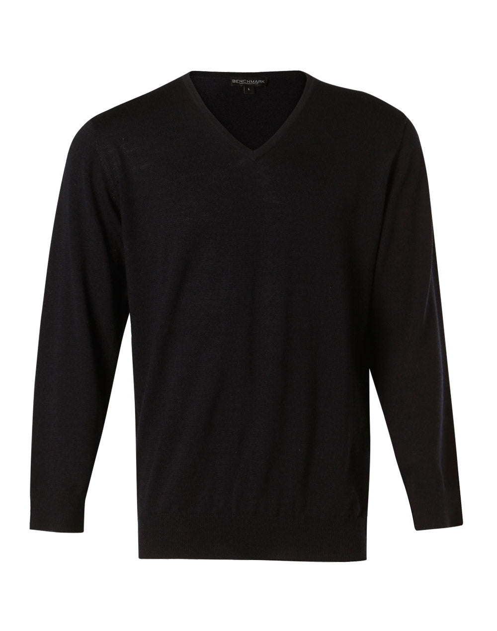 Men's V-Neck Long Sleeves Jumper - Navy - Front