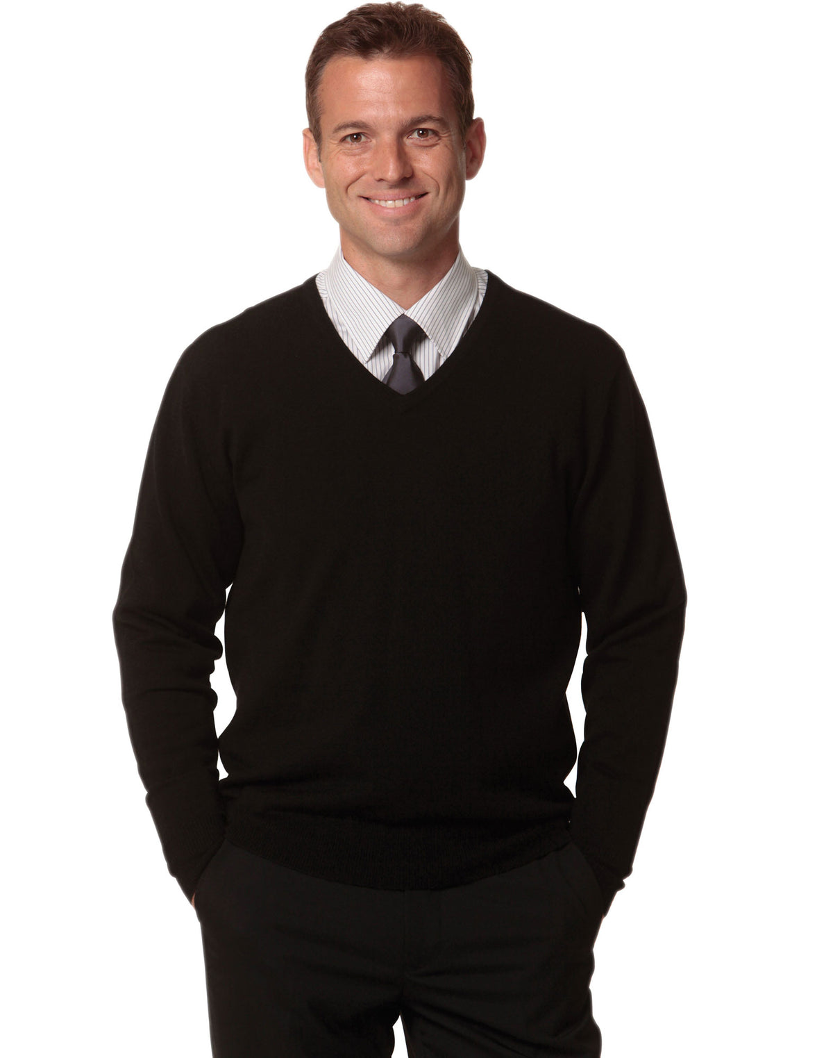 Men's V-Neck Long Sleeves Jumper - view