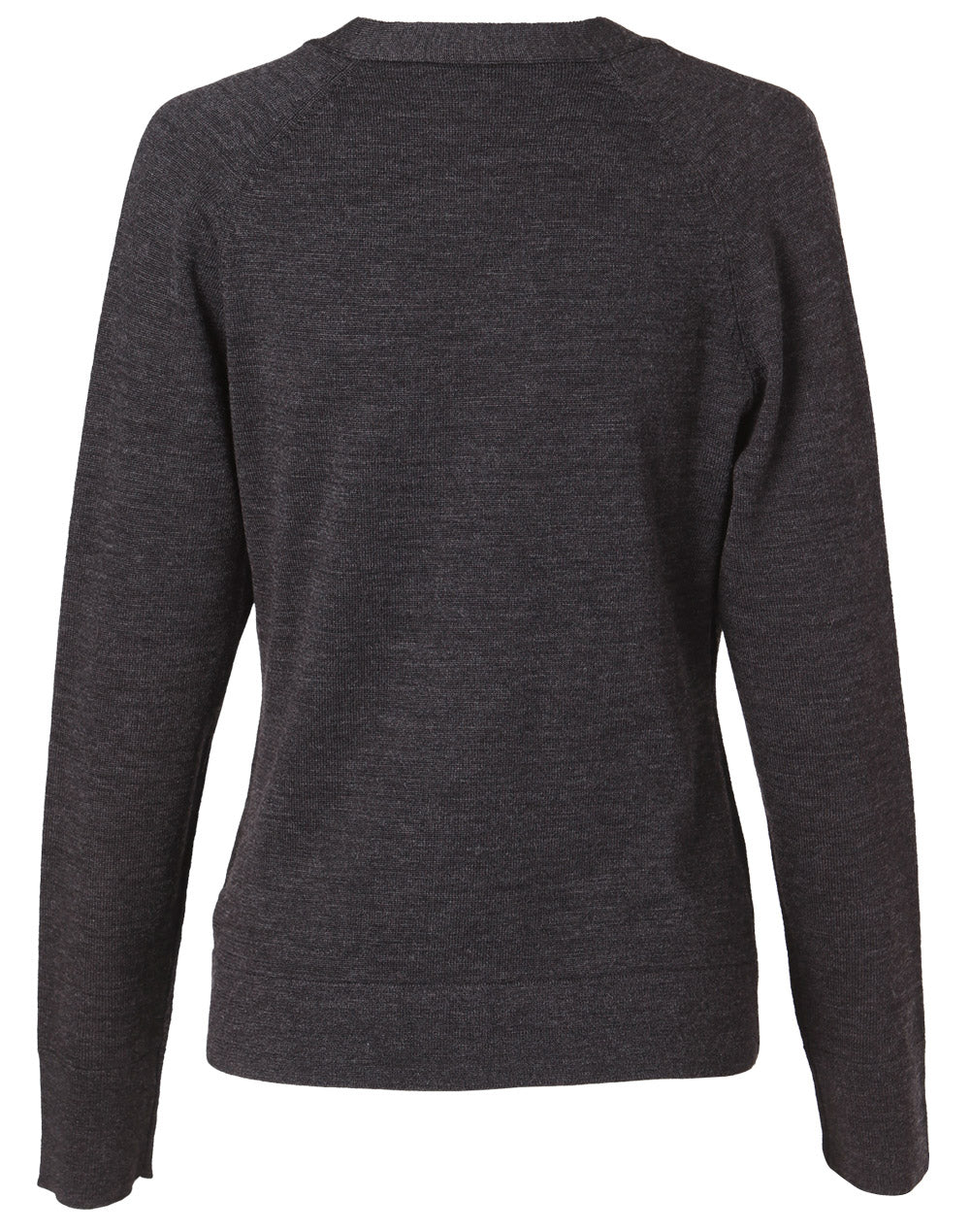 Women's V-Neck Long Sleeve Cardigan - Charcoal - Back
