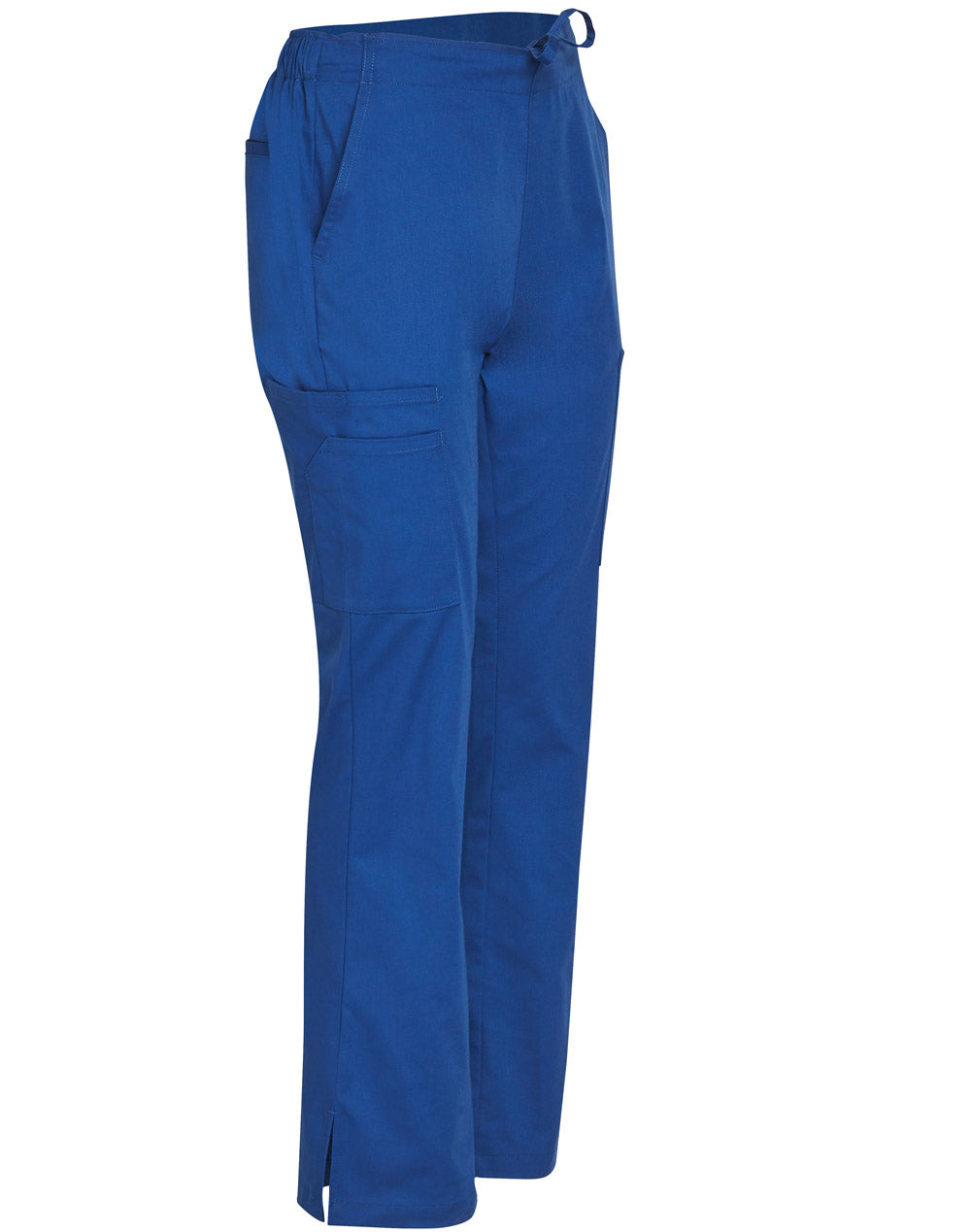 Ladies Semi-Elastic Waist Tie Solid Colour Scrub Pants - Royal - View