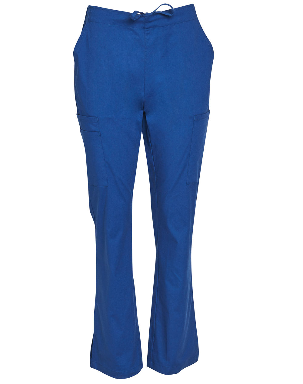 Ladies Semi-Elastic Waist Tie Solid Colour Scrub Pants - Royal - Front