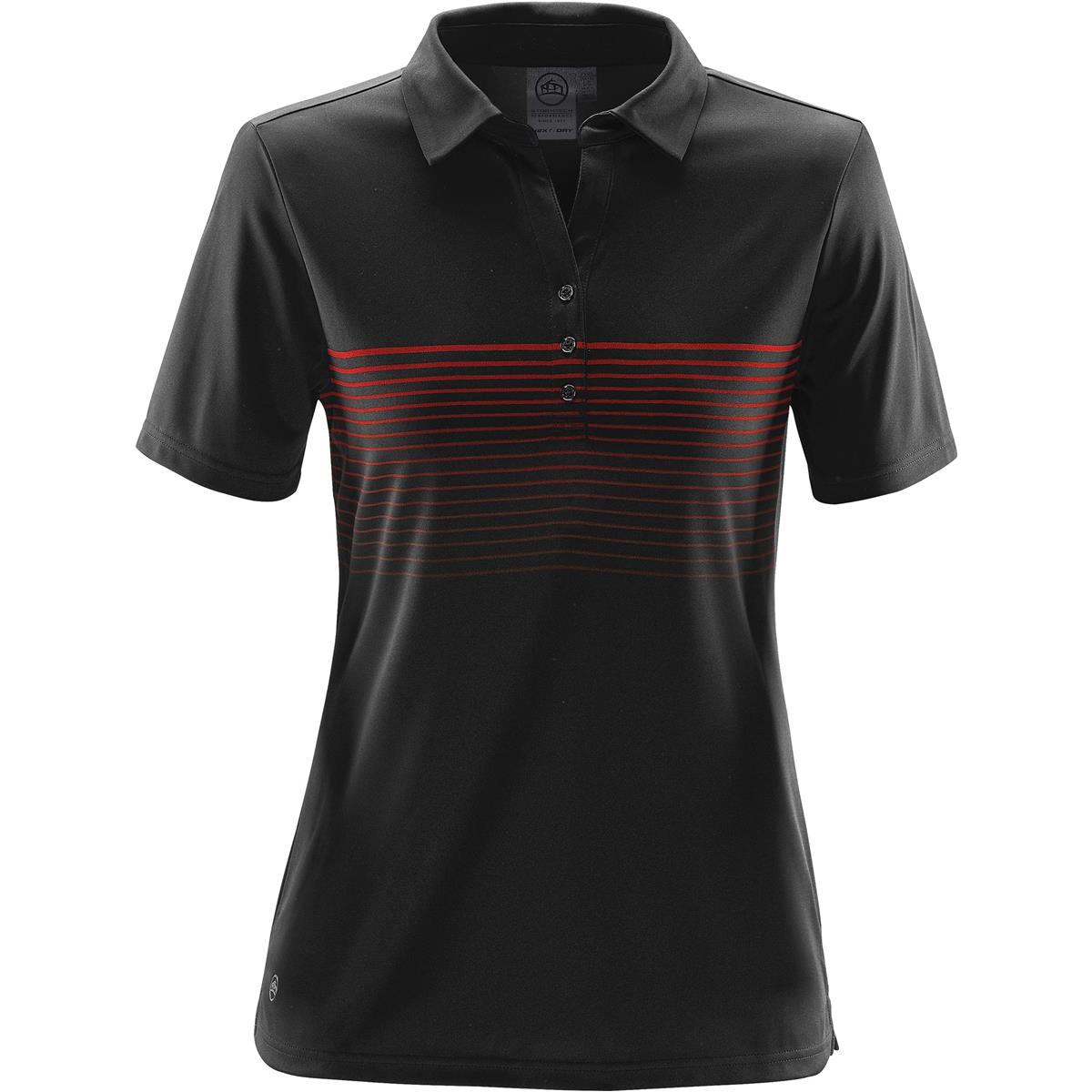Women's Wavelength Polo - Black / Bright Red - Front