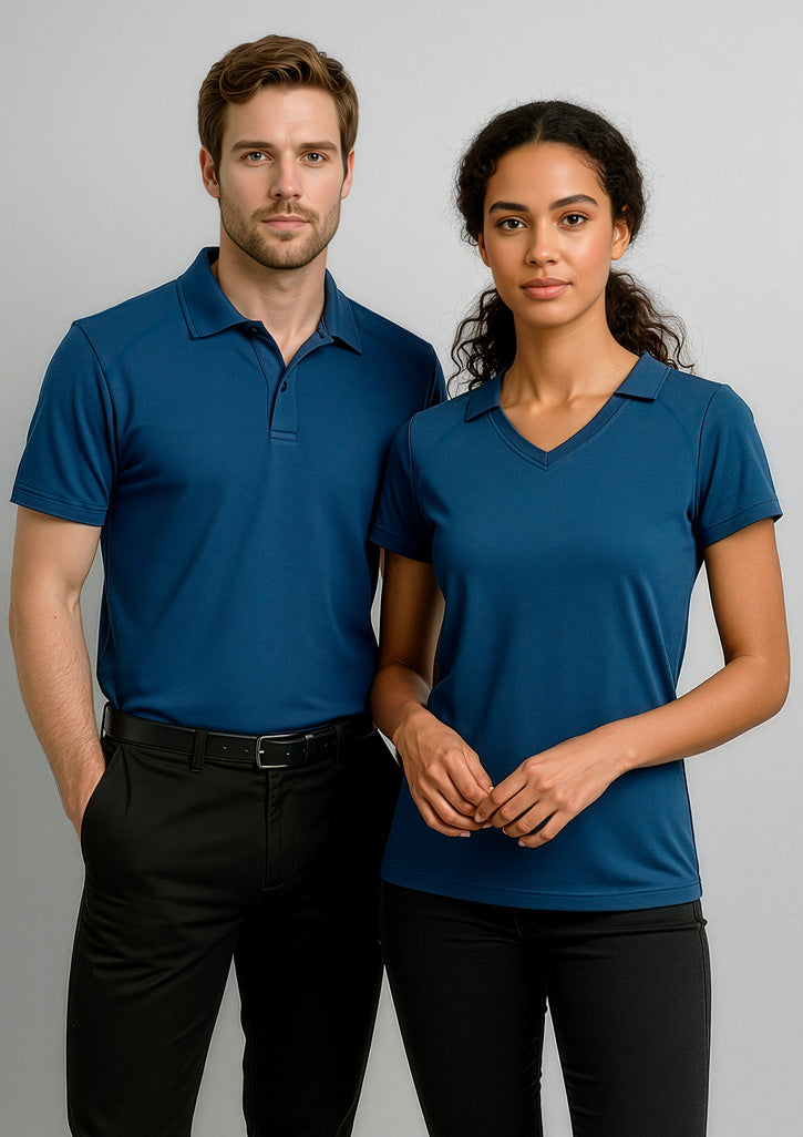 Byron Womens Short Sleeve Polo - Steel Blue - Model