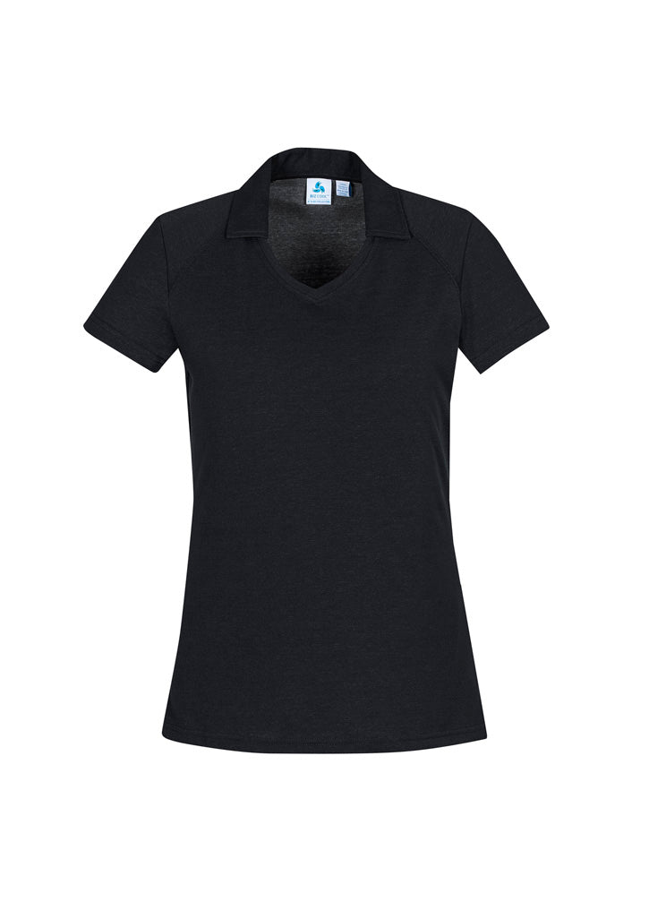 Byron Womens Short Sleeve Polo - Black - Front